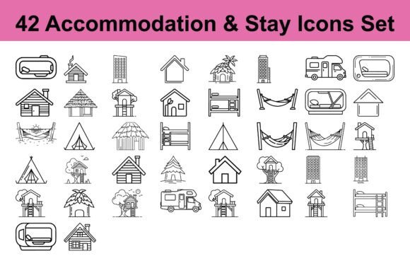 42 Accommodation and Stay Icons for Design Projects