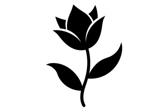 Budding Flower Clip Art Black