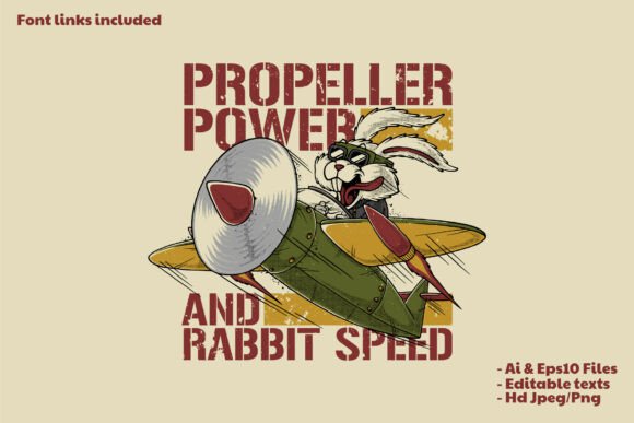 Bunny Pilot Mascot Flying Fighter Plane