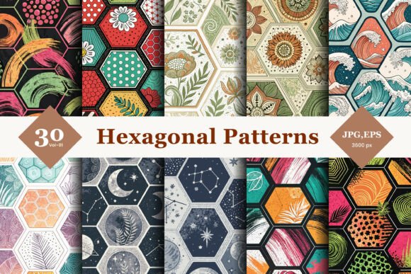 Hexagonal Seamless Patterns 01: Creative Design Made Easier