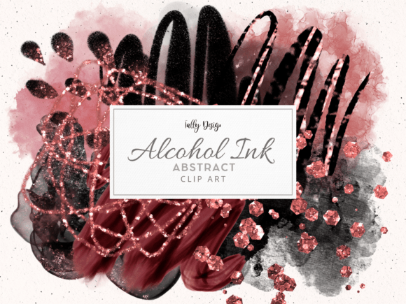 Pink Black Alcohol Ink Clip Art: Creative Versatility for Modern Design Projects