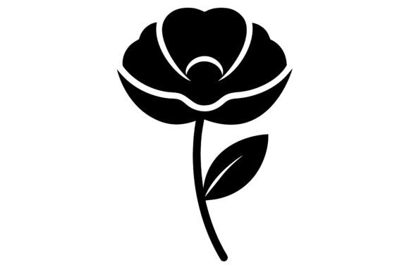 Poppy Flower Clip Art Black: A Minimalist Design Asset for Versatile Creativity