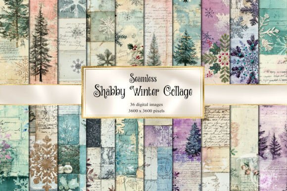 Shabby Winter Collage Digital Paper
