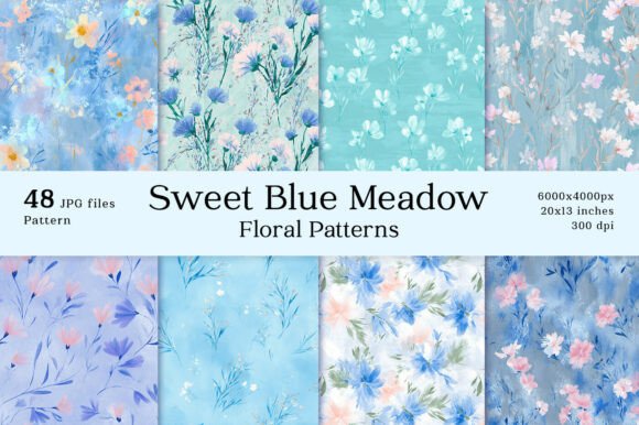 Sweet Blue Meadow Floral Patterns: Elevating Creativity with Soft Summer Vibes