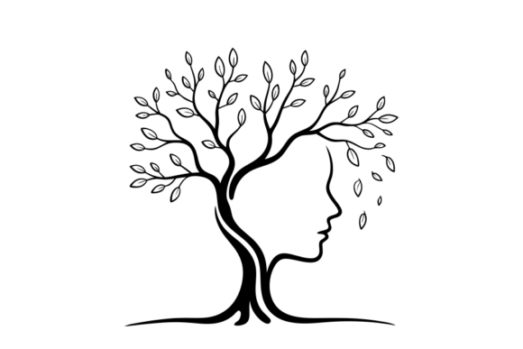Tree with Human Face Silhouette: A Symbol of Connection for Creative and Practical Use