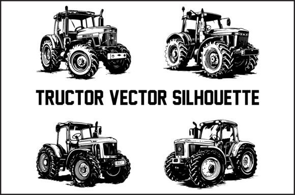 Vintage and Modern Tractor Silhouette: A Design Resource for Farm-Themed Creativity