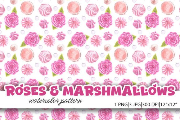 Watercolor Roses Marshmallows Pattern: A Strategic Design Resource for Creative and Business Applications